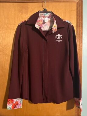 Thunderbird Brand Women's Maroon with Floral Trim Rodeo/Western Shirt